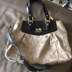 Traditional beige and brown COACH bag- used